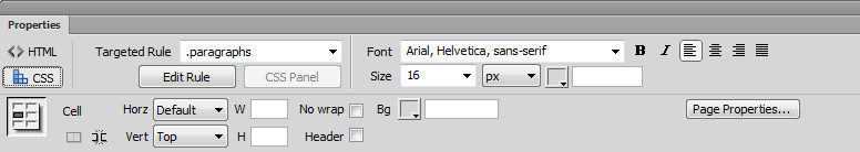 CSS property inspector
